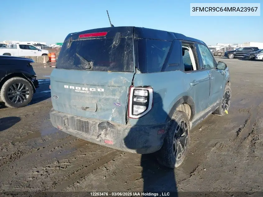 2021 Ford Bronco Sport Outer Banks VIN: 3FMCR9C64MRA23967 Lot: 12253476