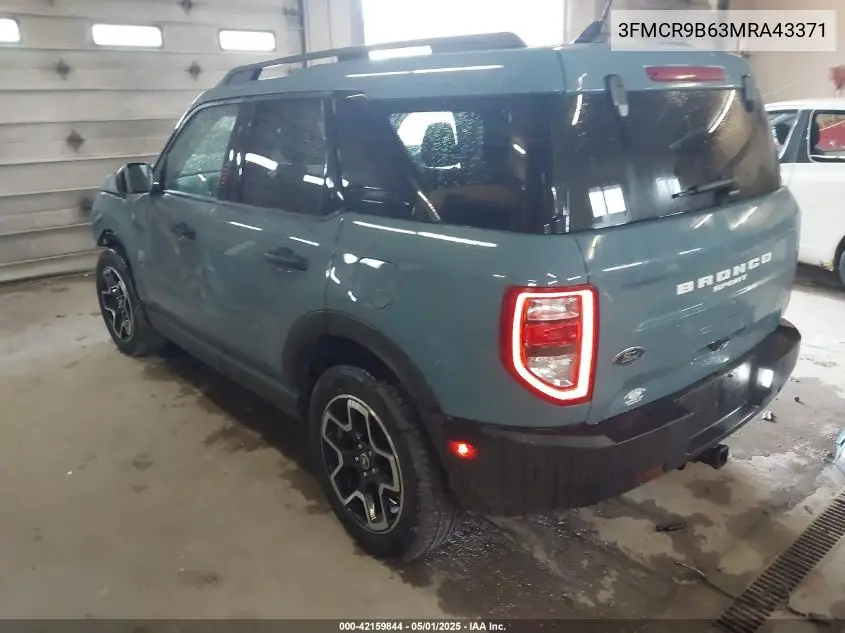 2021 Ford Bronco Sport Big Bend VIN: 3FMCR9B63MRA43371 Lot: 42159844