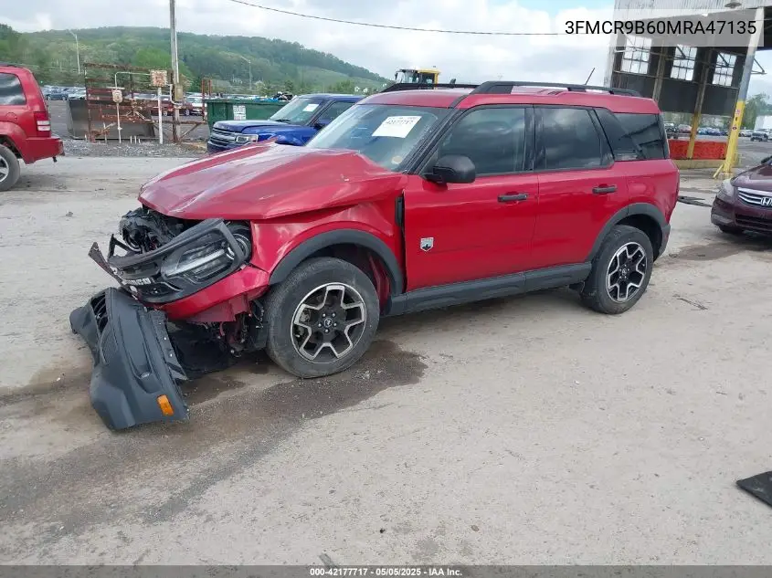2021 Ford Bronco Sport Big Bend VIN: 3FMCR9B60MRA47135 Lot: 42177717