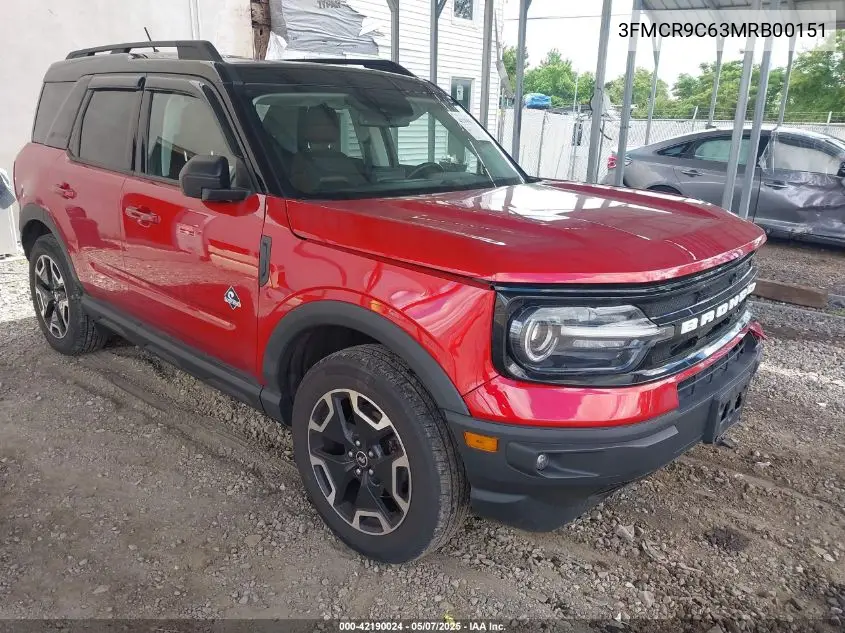2021 Ford Bronco Sport Outer Banks VIN: 3FMCR9C63MRB00151 Lot: 42190024