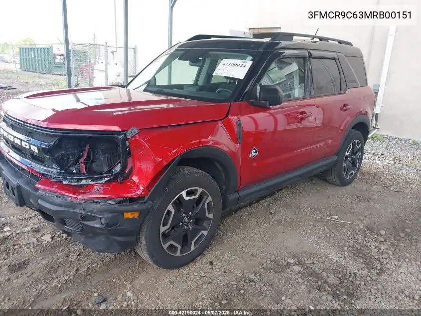 2021 Ford Bronco Sport Outer Banks VIN: 3FMCR9C63MRB00151 Lot: 42190024