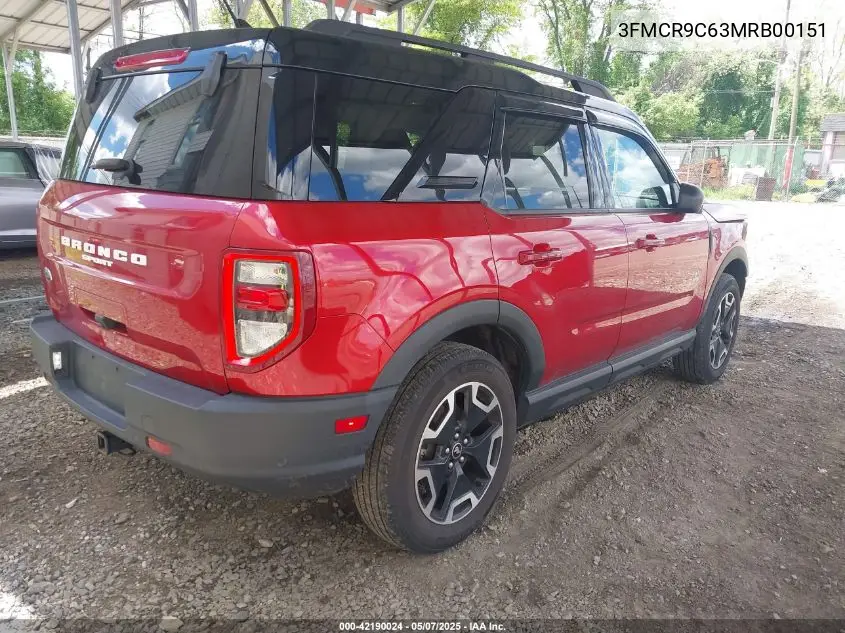 2021 Ford Bronco Sport Outer Banks VIN: 3FMCR9C63MRB00151 Lot: 42190024