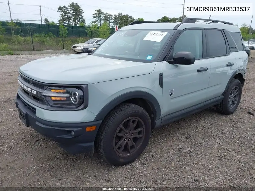 2021 Ford Bronco Sport Big Bend VIN: 3FMCR9B61MRB33537 Lot: 42211835