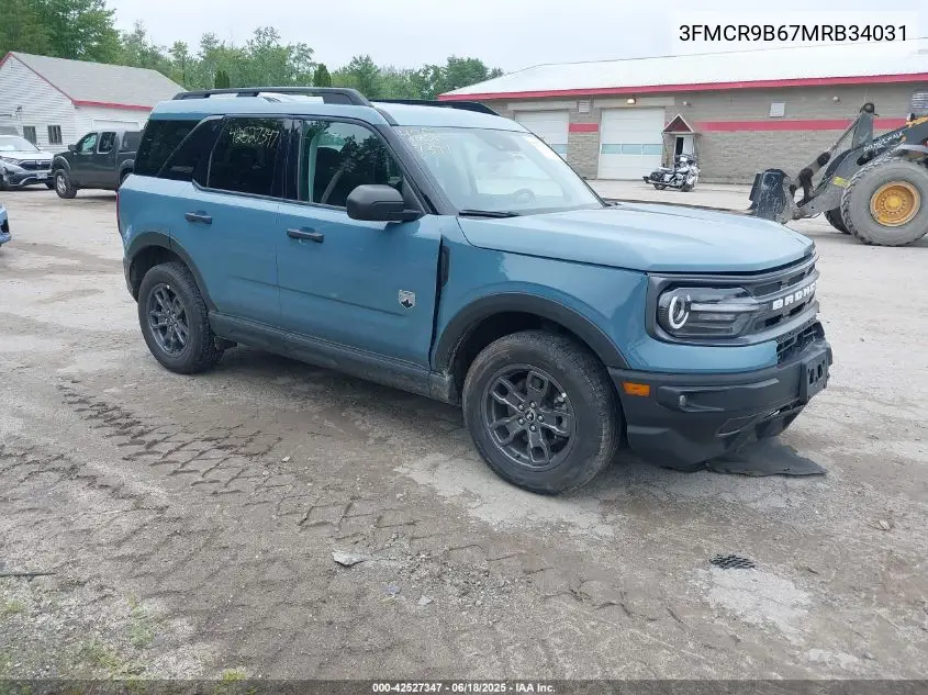 2021 Ford Bronco Sport Big Bend VIN: 3FMCR9B67MRB34031 Lot: 42527347