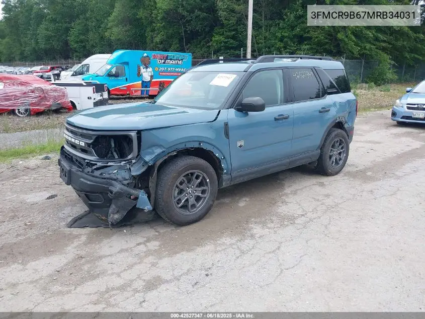 2021 Ford Bronco Sport Big Bend VIN: 3FMCR9B67MRB34031 Lot: 42527347
