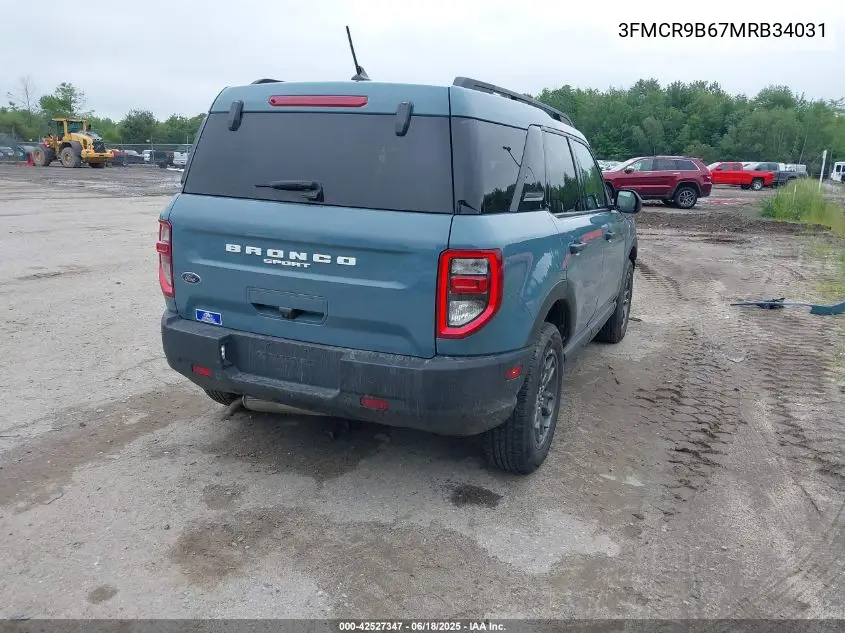 2021 Ford Bronco Sport Big Bend VIN: 3FMCR9B67MRB34031 Lot: 42527347