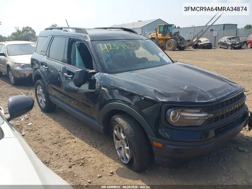 2021 Ford Bronco Sport VIN: 3FMCR9A64MRA34874 Lot: 42599032