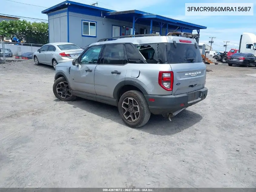 2021 Ford Bronco Sport Big Bend VIN: 3FMCR9B60MRA15687 Lot: 42619872