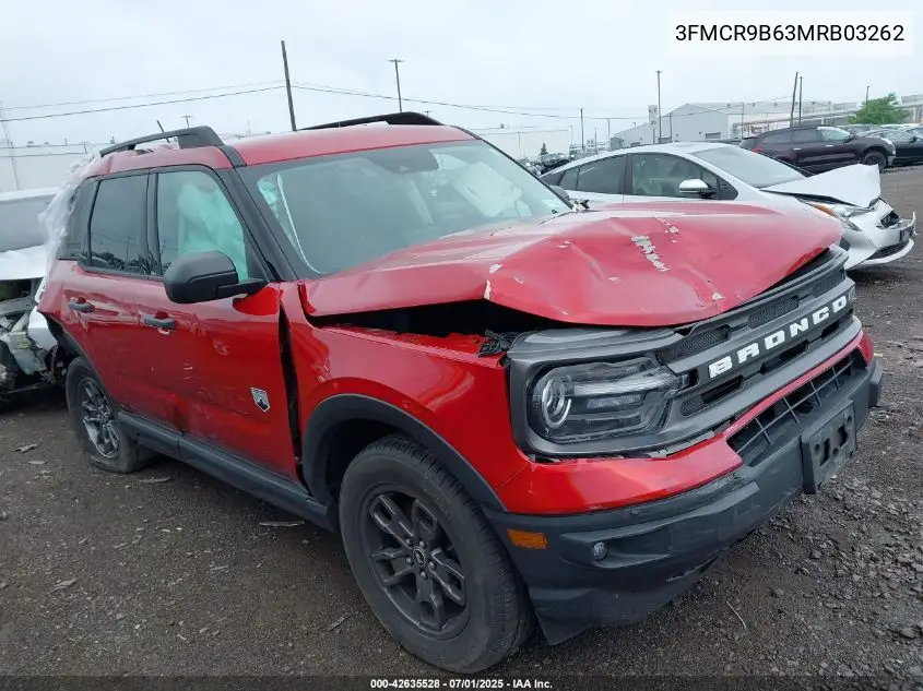 2021 Ford Bronco Sport Big Bend VIN: 3FMCR9B63MRB03262 Lot: 42635528