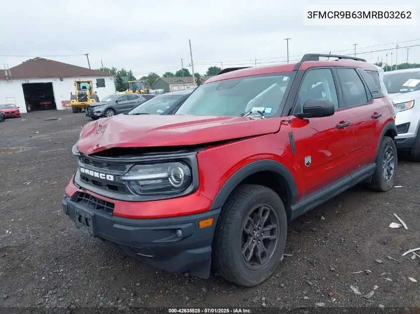 2021 Ford Bronco Sport Big Bend VIN: 3FMCR9B63MRB03262 Lot: 42635528