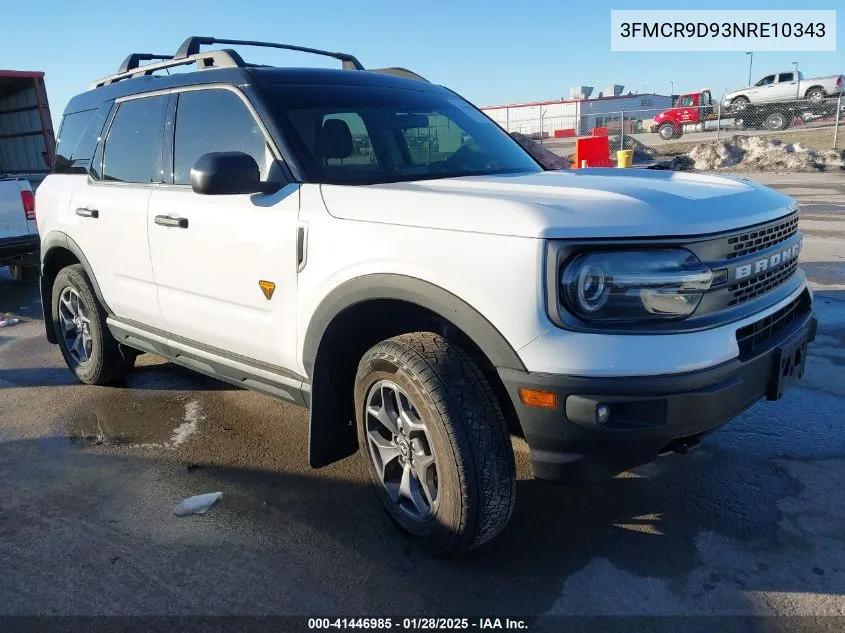 2022 Ford Bronco Sport Badlands VIN: 3FMCR9D93NRE10343 Lot: 41446985