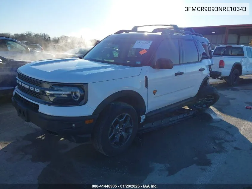 2022 Ford Bronco Sport Badlands VIN: 3FMCR9D93NRE10343 Lot: 41446985
