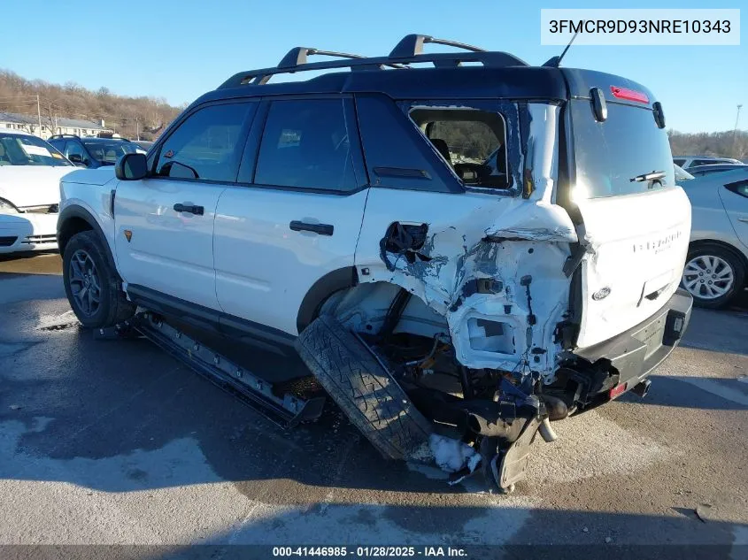 2022 Ford Bronco Sport Badlands VIN: 3FMCR9D93NRE10343 Lot: 41446985
