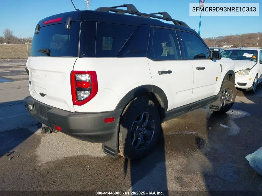 2022 Ford Bronco Sport Badlands VIN: 3FMCR9D93NRE10343 Lot: 41446985