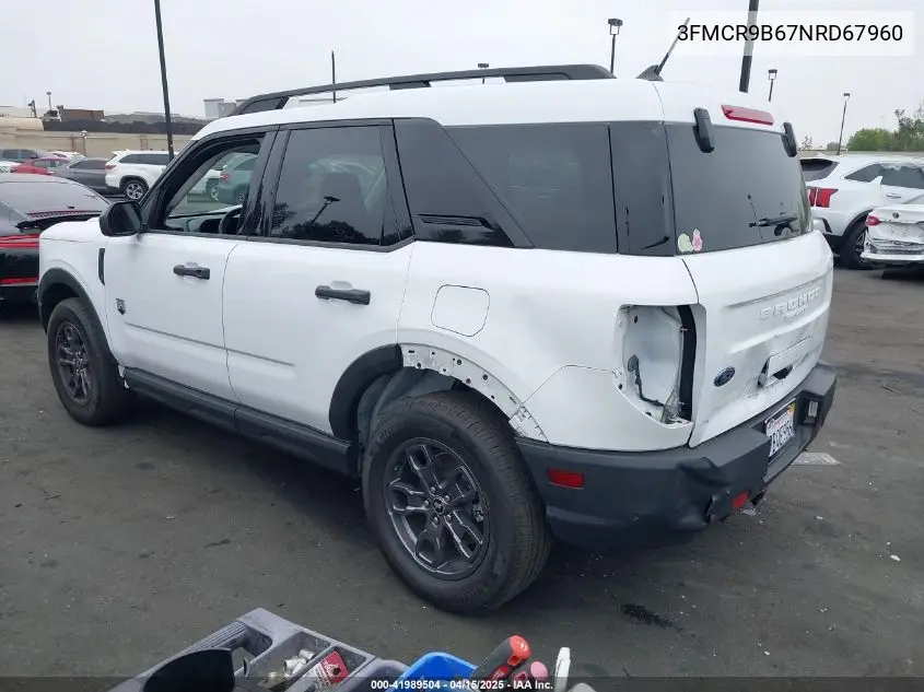 2022 Ford Bronco Sport Big Bend VIN: 3FMCR9B67NRD67960 Lot: 41989504