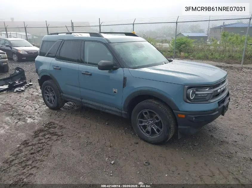 2022 Ford Bronco Sport Big Bend VIN: 3FMCR9B61NRE07031 Lot: 42140014