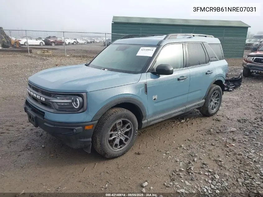 2022 Ford Bronco Sport Big Bend VIN: 3FMCR9B61NRE07031 Lot: 42140014