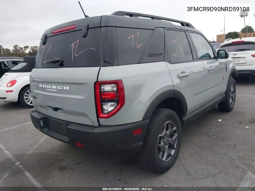 2022 Ford Bronco Sport Badlands VIN: 3FMCR9D90NRD59108 Lot: 42188624