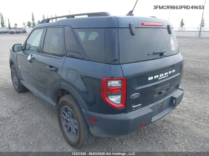 2023 Ford Bronco Sport Big Bend VIN: 3FMCR9B63PRD49653 Lot: 12331525