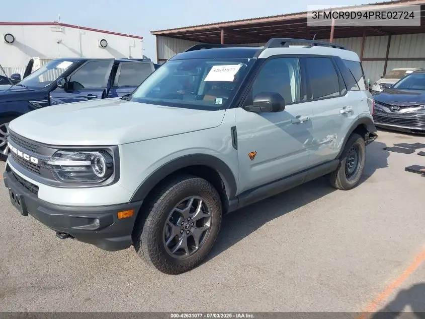 2023 Ford Bronco Sport Badlands VIN: 3FMCR9D94PRE02724 Lot: 42631077