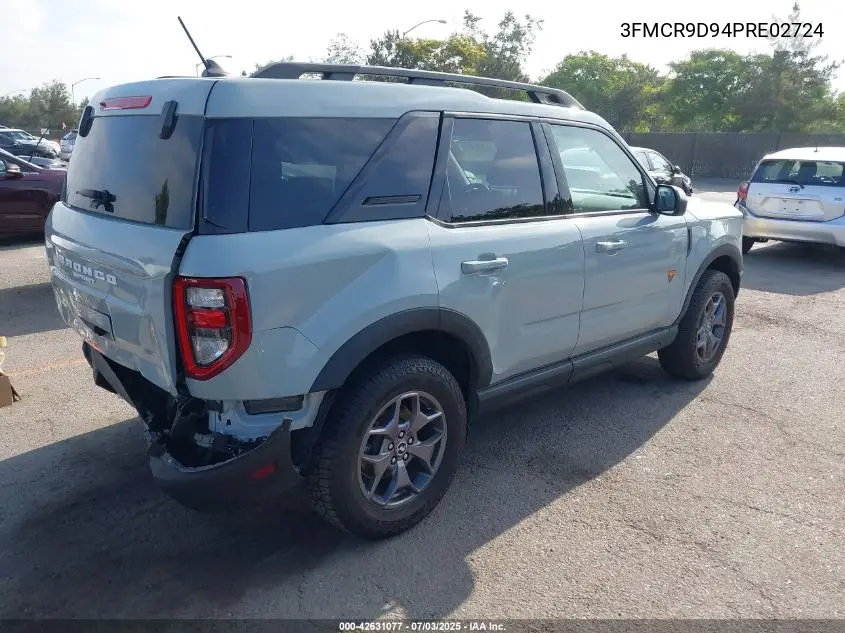 2023 Ford Bronco Sport Badlands VIN: 3FMCR9D94PRE02724 Lot: 42631077