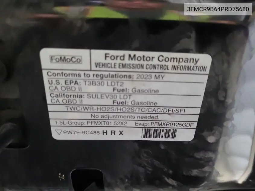 2023 Ford Bronco Sport Big Bend VIN: 3FMCR9B64PRD75680 Lot: 42665592