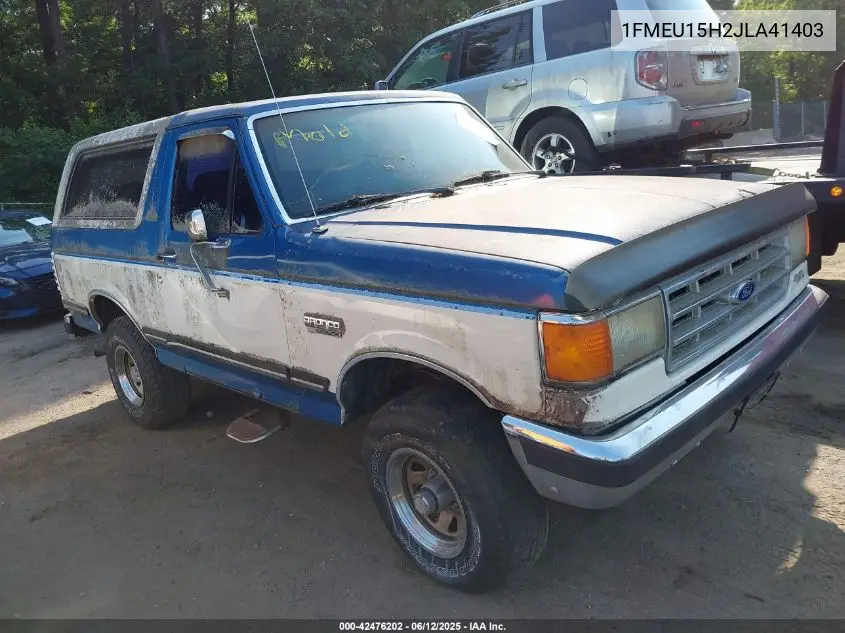 1988 Ford Bronco U100 VIN: 1FMEU15H2JLA41403 Lot: 42476202
