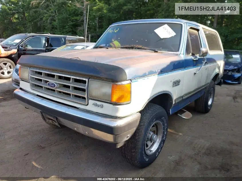 1988 Ford Bronco U100 VIN: 1FMEU15H2JLA41403 Lot: 42476202