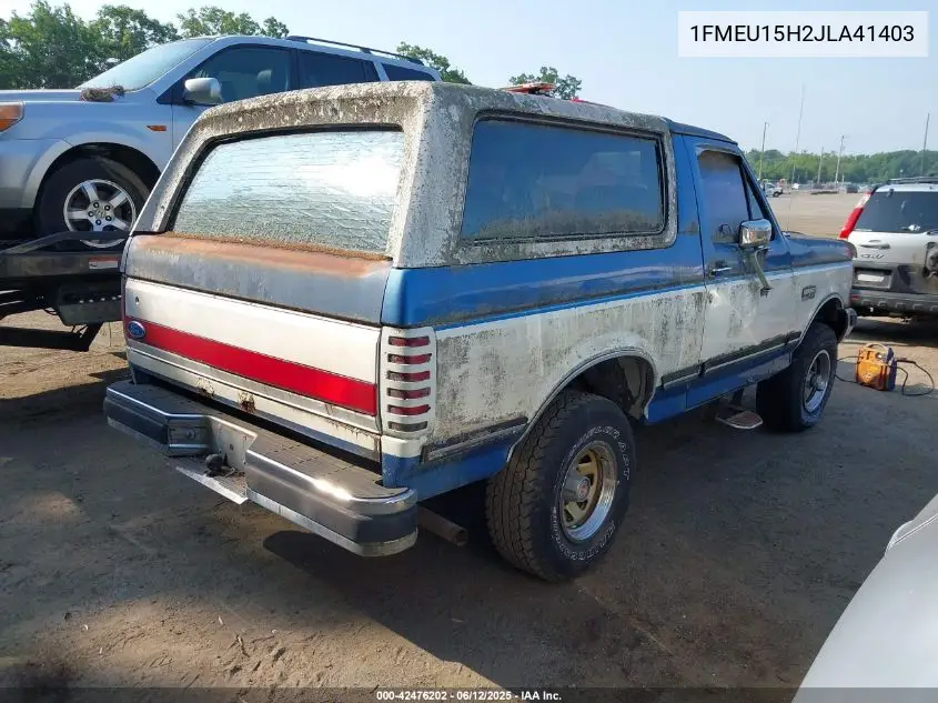 1988 Ford Bronco U100 VIN: 1FMEU15H2JLA41403 Lot: 42476202