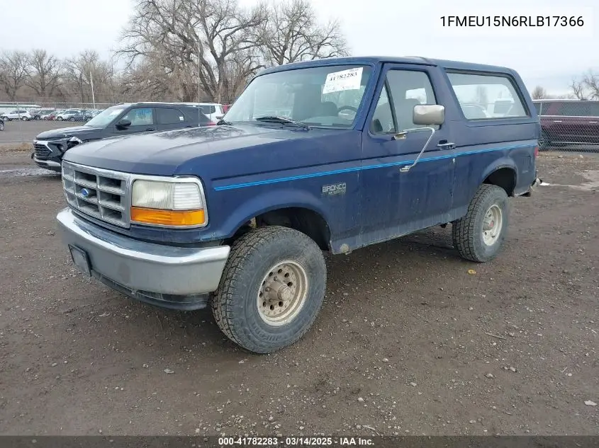 1994 Ford Bronco U100 VIN: 1FMEU15N6RLB17366 Lot: 41782283