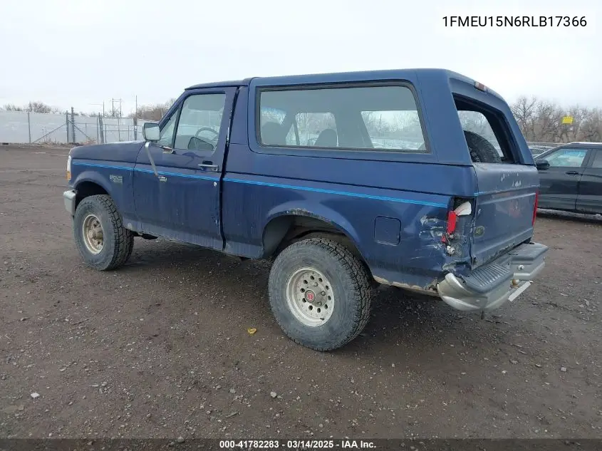 1994 Ford Bronco U100 VIN: 1FMEU15N6RLB17366 Lot: 41782283
