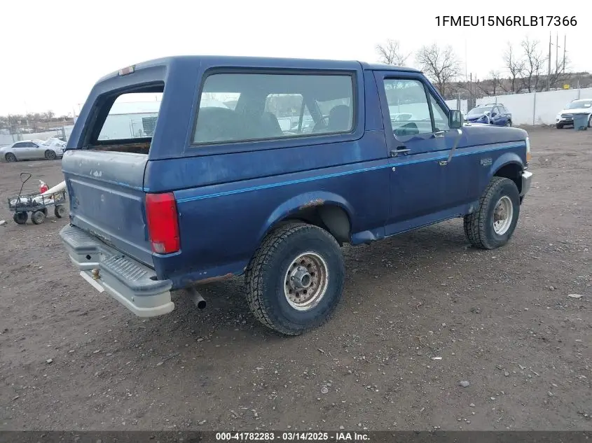 1994 Ford Bronco U100 VIN: 1FMEU15N6RLB17366 Lot: 41782283