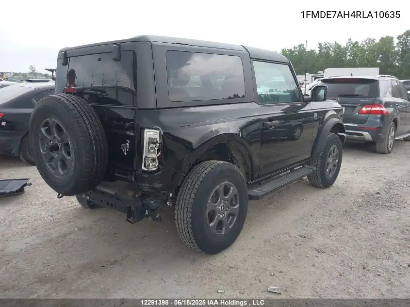 2024 Ford Bronco VIN: 1FMDE7AH4RLA10635 Lot: 12291398