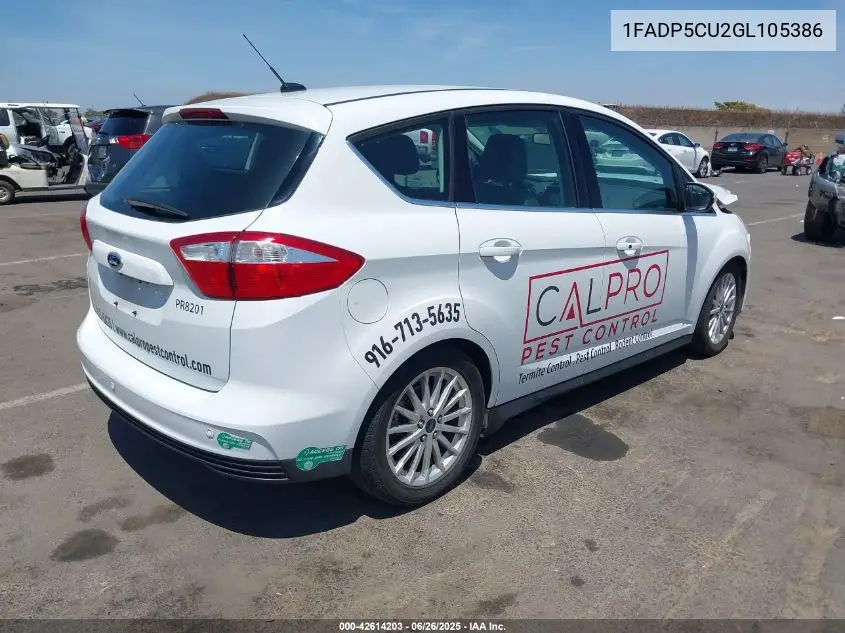 2016 Ford C-Max Energi Sel VIN: 1FADP5CU2GL105386 Lot: 42614203