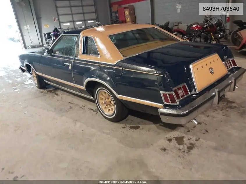 1978 Ford Cougar VIN: 8493H703640 Lot: 42413303