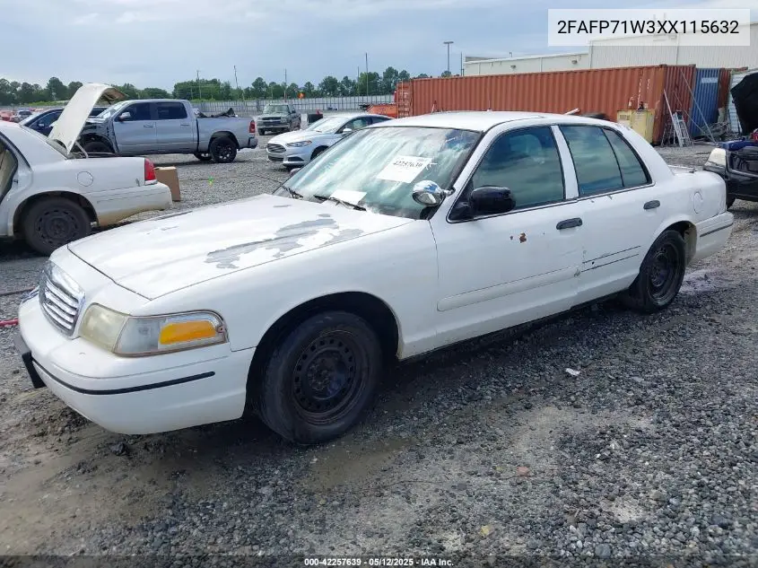 1999 Ford Crown Victoria Police Interceptor VIN: 2FAFP71W3XX115632 Lot: 42257639