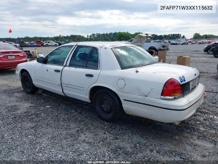 1999 Ford Crown Victoria Police Interceptor VIN: 2FAFP71W3XX115632 Lot: 42257639