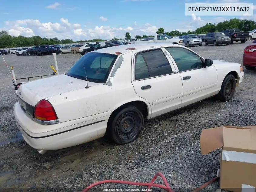 1999 Ford Crown Victoria Police Interceptor VIN: 2FAFP71W3XX115632 Lot: 42257639