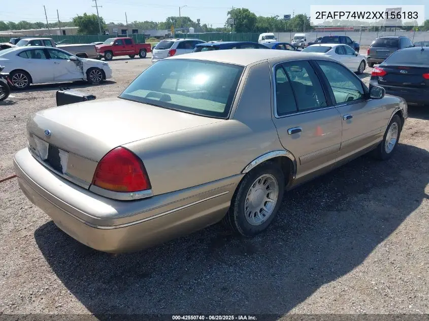 1999 Ford Crown Victoria Lx VIN: 2FAFP74W2XX156183 Lot: 42550740