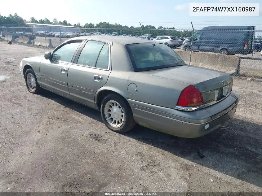 1999 Ford Crown Victoria Lx VIN: 2FAFP74W7XX160987 Lot: 42585784