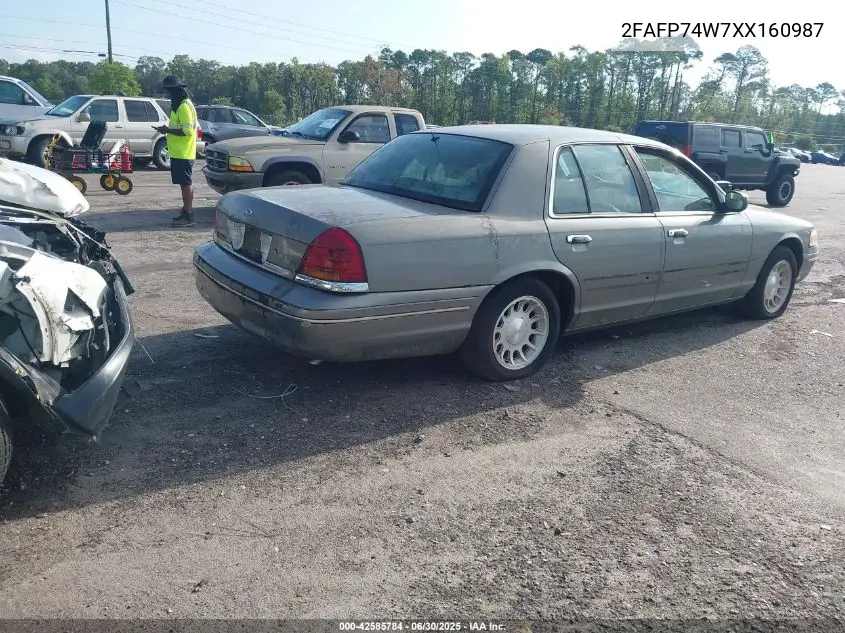 1999 Ford Crown Victoria Lx VIN: 2FAFP74W7XX160987 Lot: 42585784