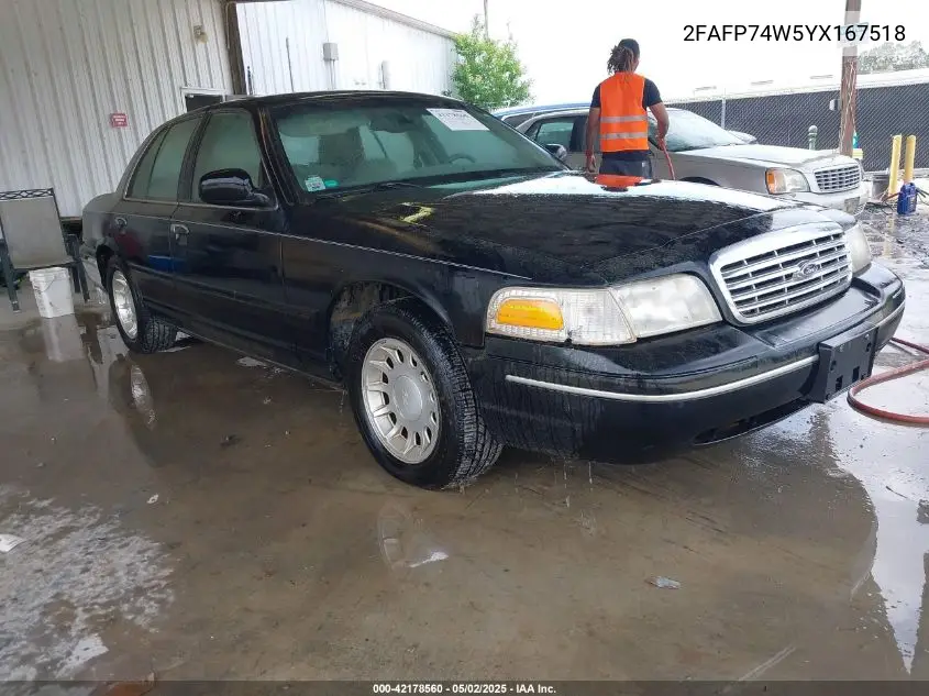 2000 Ford Crown Victoria Lx VIN: 2FAFP74W5YX167518 Lot: 42178560