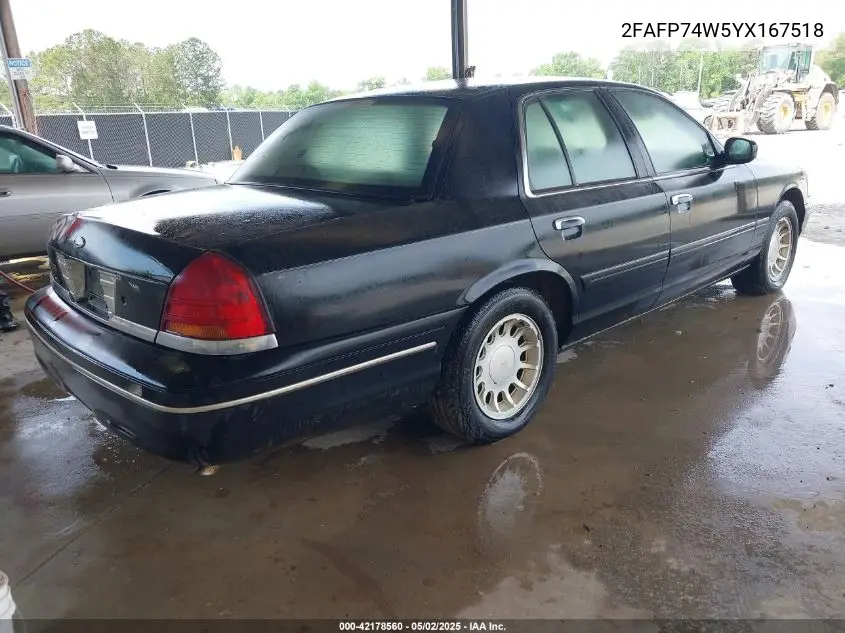 2000 Ford Crown Victoria Lx VIN: 2FAFP74W5YX167518 Lot: 42178560