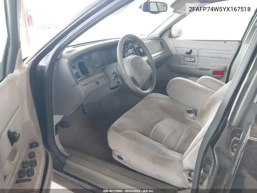 2000 Ford Crown Victoria Lx VIN: 2FAFP74W5YX167518 Lot: 42178560