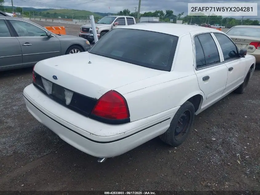 2000 Ford Crown Victoria Police Interceptor VIN: 2FAFP71W5YX204281 Lot: 42533803