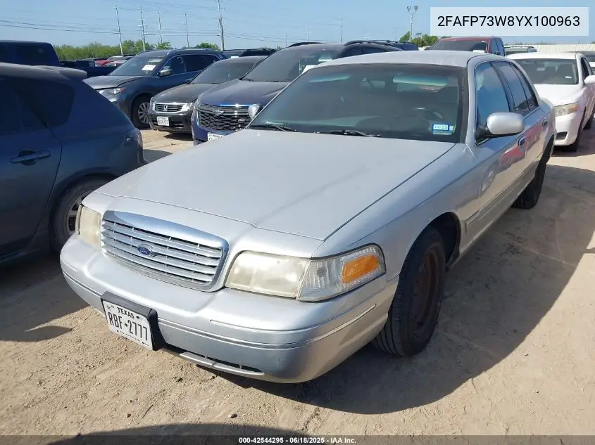 2000 Ford Crown Victoria VIN: 2FAFP73W8YX100963 Lot: 42544295