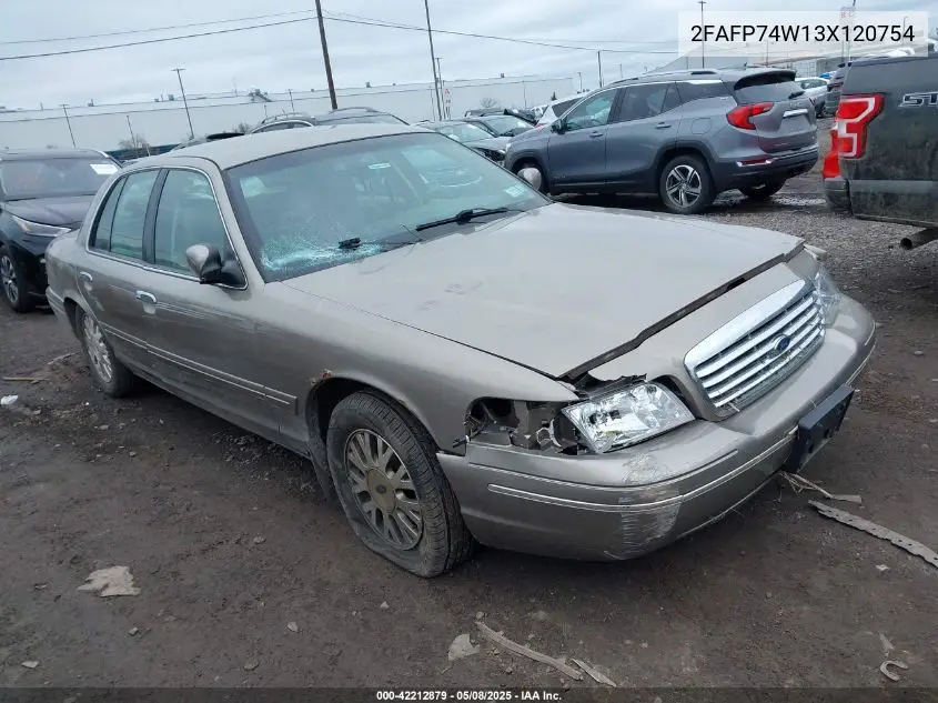 2003 Ford Crown Victoria Lx VIN: 2FAFP74W13X120754 Lot: 42212879