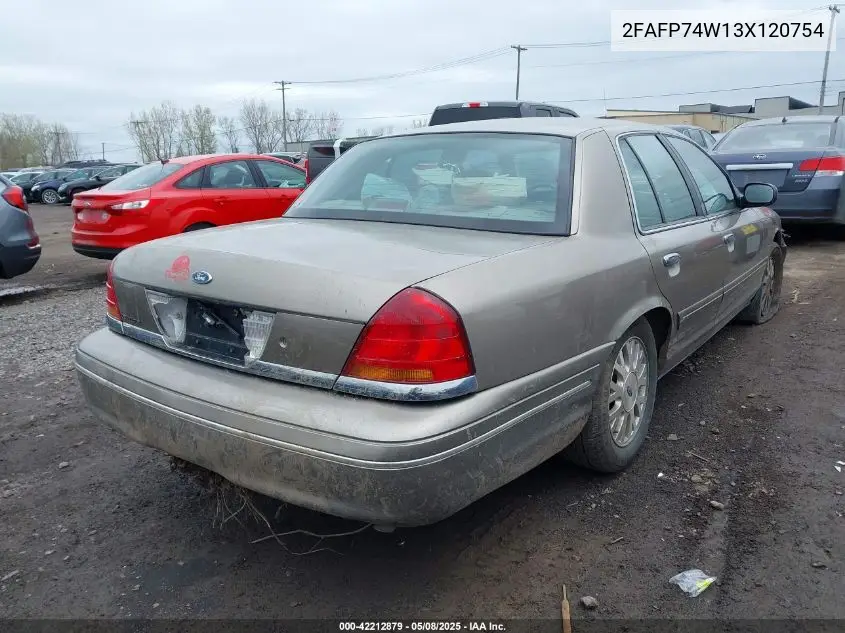 2003 Ford Crown Victoria Lx VIN: 2FAFP74W13X120754 Lot: 42212879