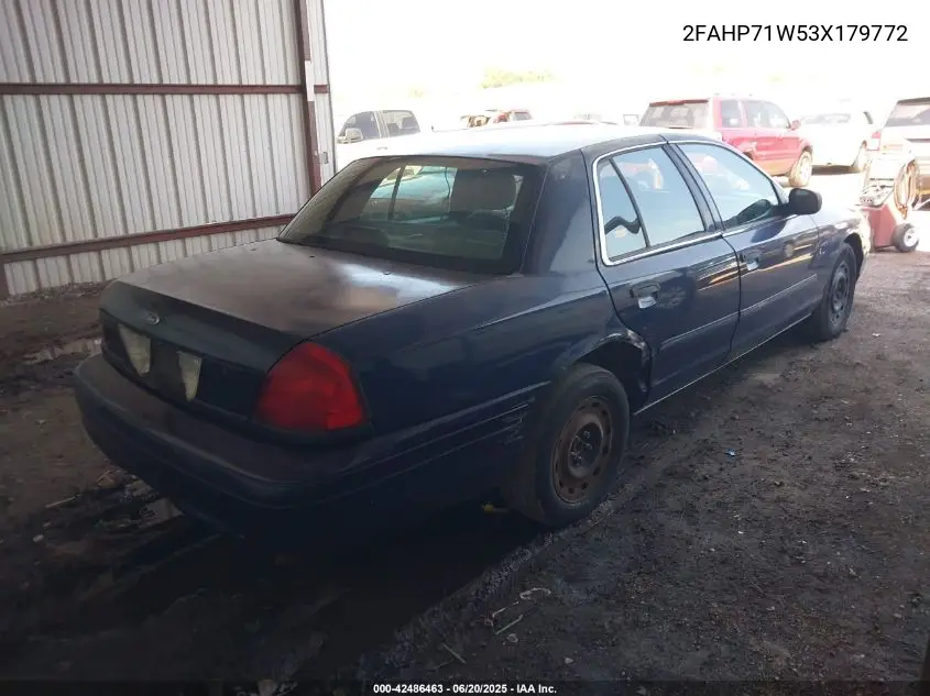 2003 Ford Crown Victoria Police VIN: 2FAHP71W53X179772 Lot: 42486463