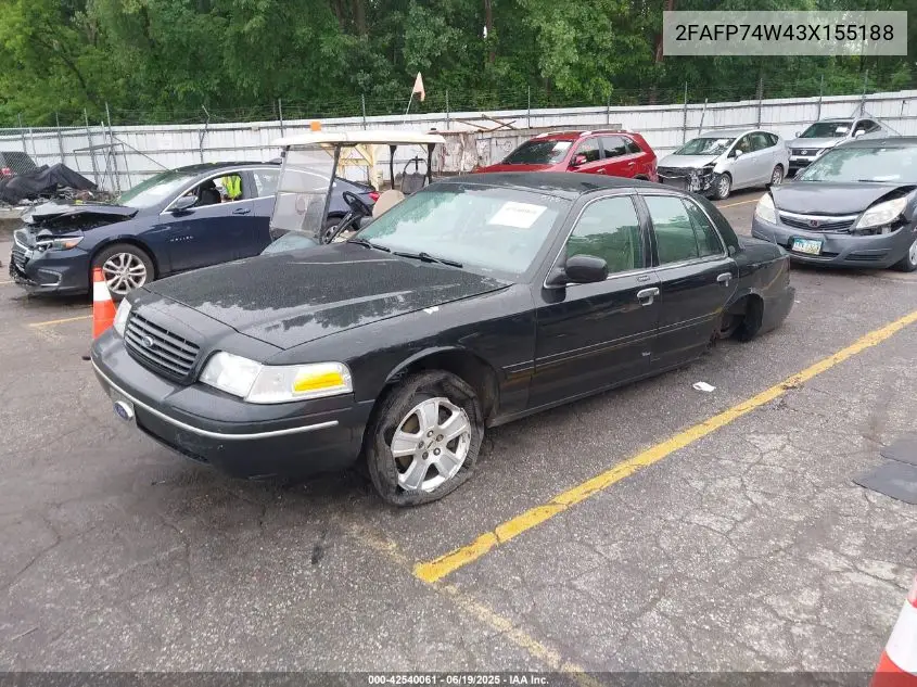 2003 Ford Crown Victoria Lx VIN: 2FAFP74W43X155188 Lot: 42540061